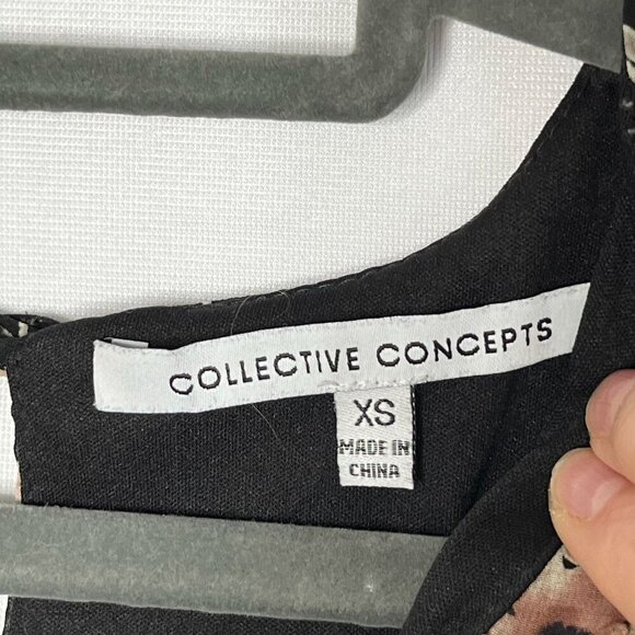 Collective‎ Concepts Black Floral Mini Dress Long Sheer Sleeves Size XS - Picture 7 of 12